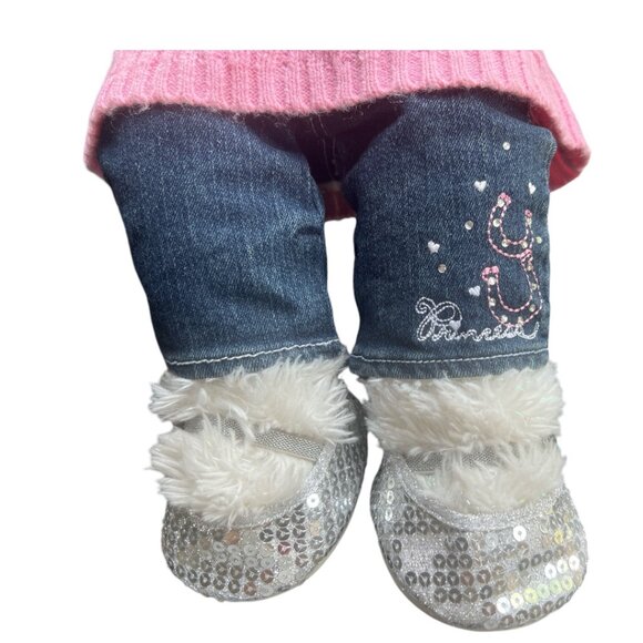 Build-A-Bear 2-Pc Sweater Shirt Denim Pants & Glitter Shoes - Picture 5 of 14